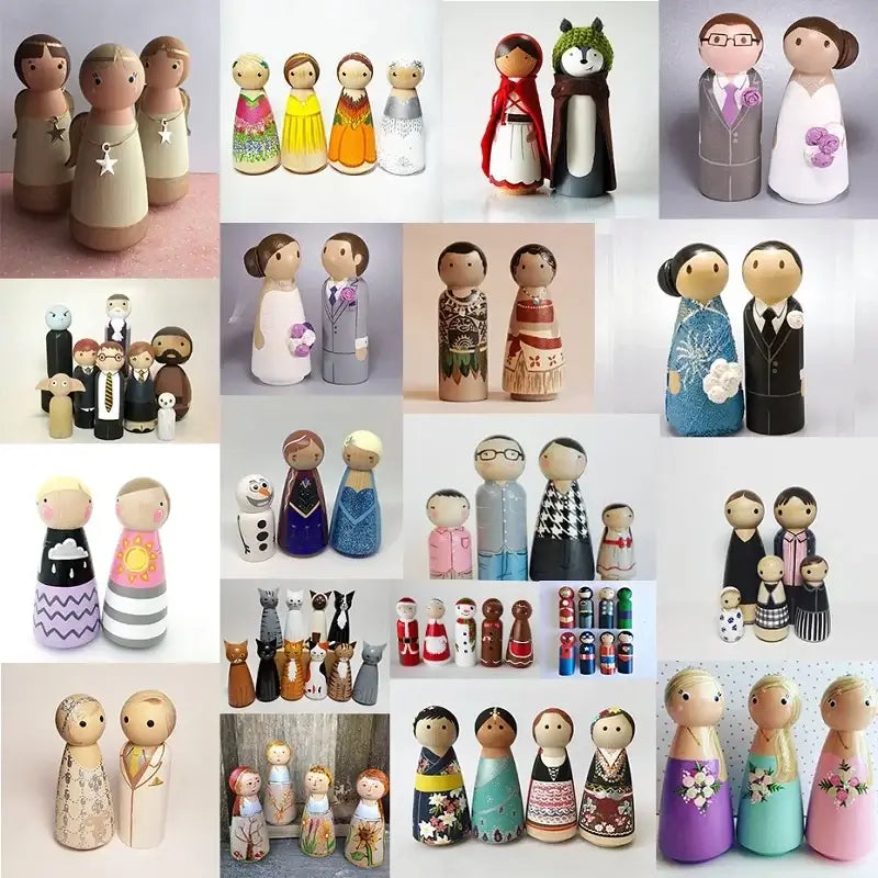 50Pcs Unpainted Wooden Peg Dolls Toys